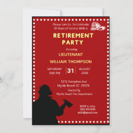 Invitación Silhouette Fireman/Fire Chief Retirement Fiesta