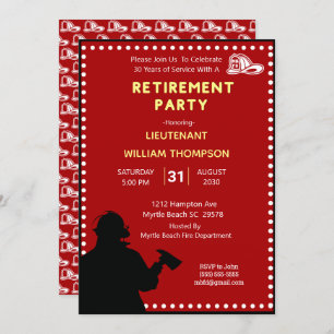 Invitación Silhouette Fireman/Fire Chief Retirement Fiesta
