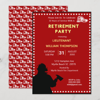 Invitación Silhouette Fireman/Fire Chief Retirement Fiesta