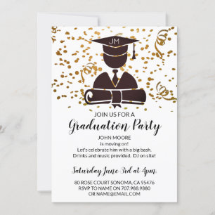 Invitación Silhouette Graduada Con Diploma Y Confetti