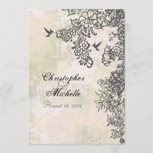 Invitación Silhouette Hummingbirds and Flowers Boda