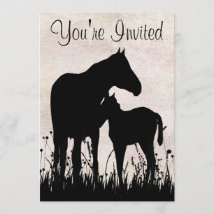 Invitación Silhouette Mare y Fool Horse Baby Shower
