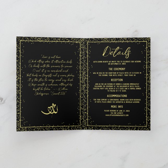 Invitación Silhouette of Lovers Romantic Detallado Boda (Interior)