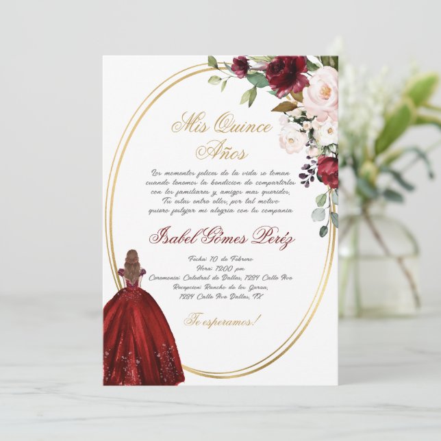 Invitación Silhouette Quinceanera (Anverso de pie)