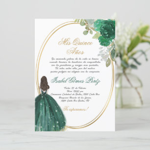 Invitación Silhouette Quinceanera verde esmeralda