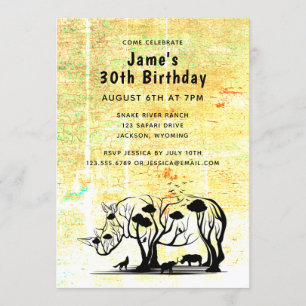 Invitación Silhouette Rhino Tree