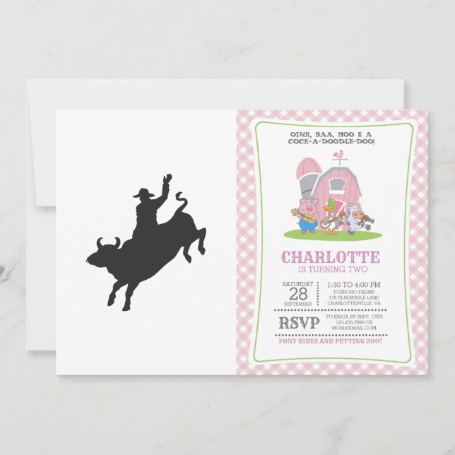 Invitación Silhouette Rodeo Bull Ride (Anverso)