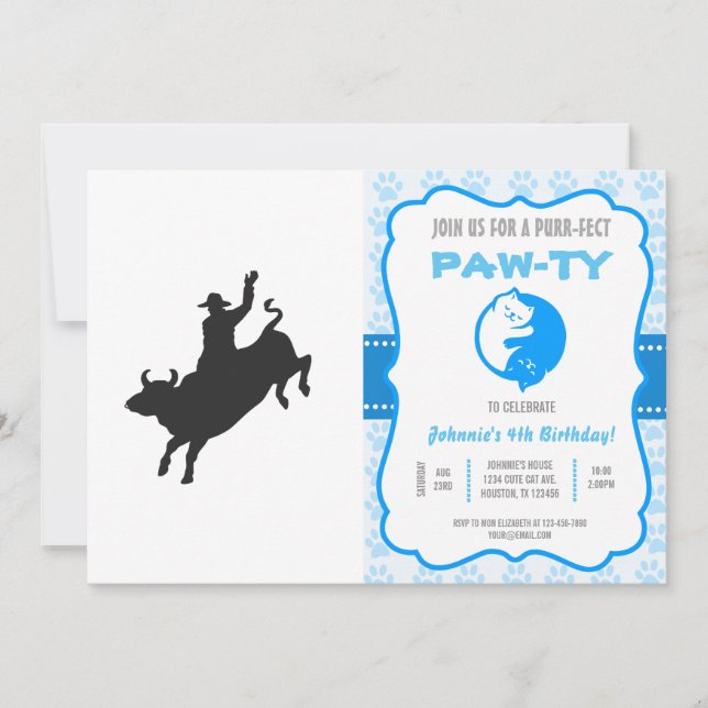 Invitación Silhouette Rodeo Bull Ride (Anverso)
