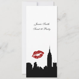 Invitación Silhouette Skyline NYC, Kiss ESB #1 BW dulce 16 VV