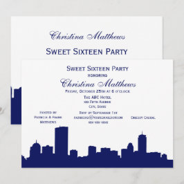 Invitación Silhouette Sweet 16 Fiesta de la Marina de Boston 
