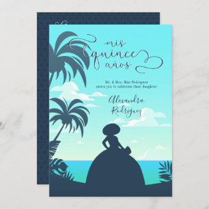 Invitación Silhouette Tropical Charro Quinceanera