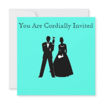 Silhouettes de novia y de Groom en azul