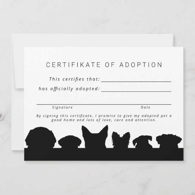 Invitación Silhouettes de perro rústico Certifikate de la ado (Anverso)