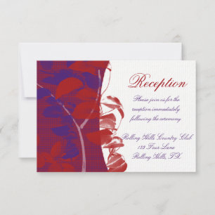 Invitación Silhouettes naturales: Diseño de hojas rojas y púr