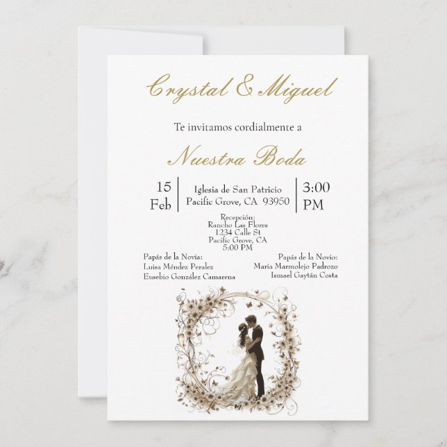 Invitación Silhueta de novia y amistad (Anverso)