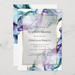 Invitación Silky Abstract Indigo Watercolor