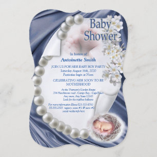 Invitación Silky Blue Pearl Baby Shower