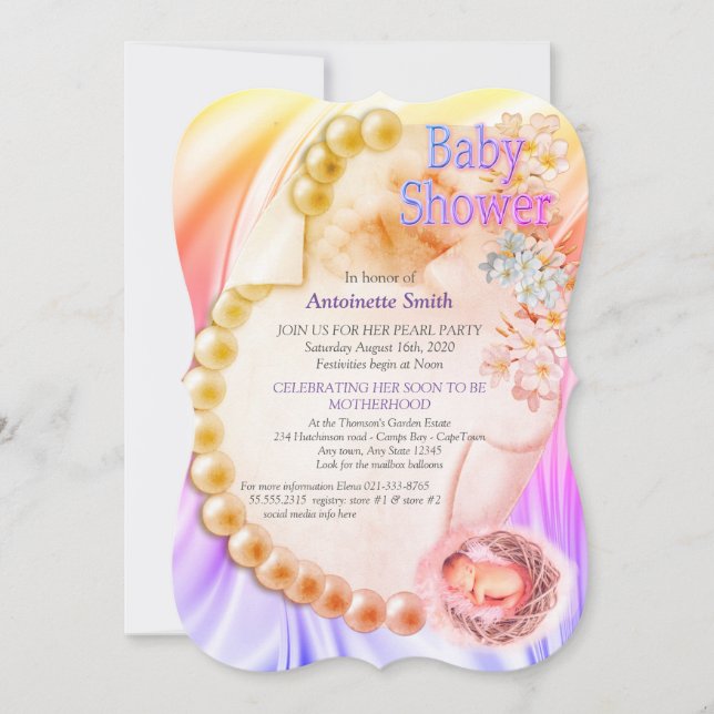 Invitación Silky Violet Pearl Baby Shower (Anverso)