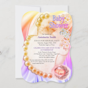 Invitación Silky Violet Pearl Baby Shower