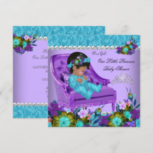 Invitación Silla azul teal púrpura para baby shower de prince