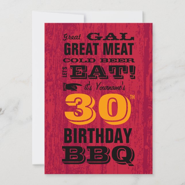 Invitación Silla de barbacoa de cumpleaños número 30 (Anverso)