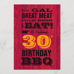 Invitación Silla de barbacoa de cumpleaños número 30