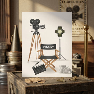 Invitación Silla de Director de Cine y Set de Cámara de Cine 