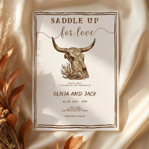 Invitación Silla de montar para el amor Ranch Oeste Cráneo de
