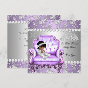 Invitación Silla de plata lavanda para baby shower de princes