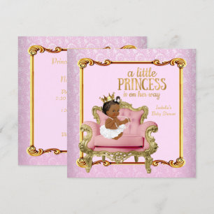 Invitación Silla de Princesa Étnica Baby Shower Rosa Dorado