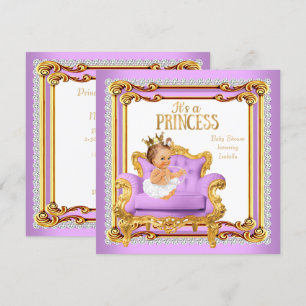 Invitación Silla de shower de bebé princesa lila rosa dorado