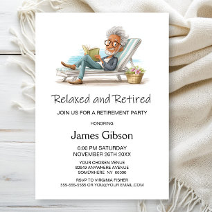 Invitación Silla de sol relajada y retirada para hombre Jubil