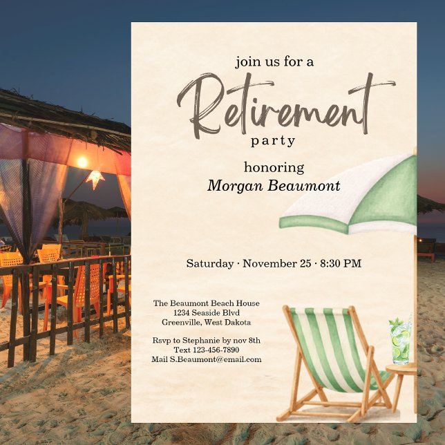 Invitación Silla Verde Elegante de Playa de Verano Fiesta de  (Subido por el creador)