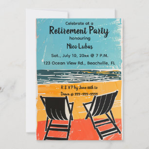 Invitación Sillas editables en una fiesta de jubilación en la
