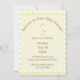 Invitación Silly Goose 1st Birthday Invitation (Pale Yellow)