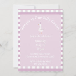 Invitación Silly Goose 1st Birthday Invitation (Pink)