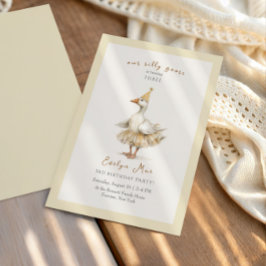 Invitación Silly Goose 3rd Birthday Yellow Watercolor