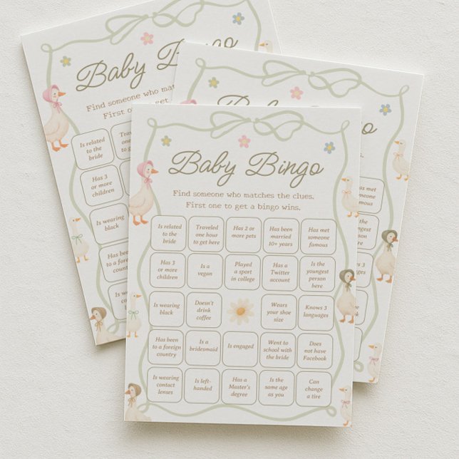 Invitación Silly Goose Baby Shower Find the Guest Bingo Game (Subido por el creador)