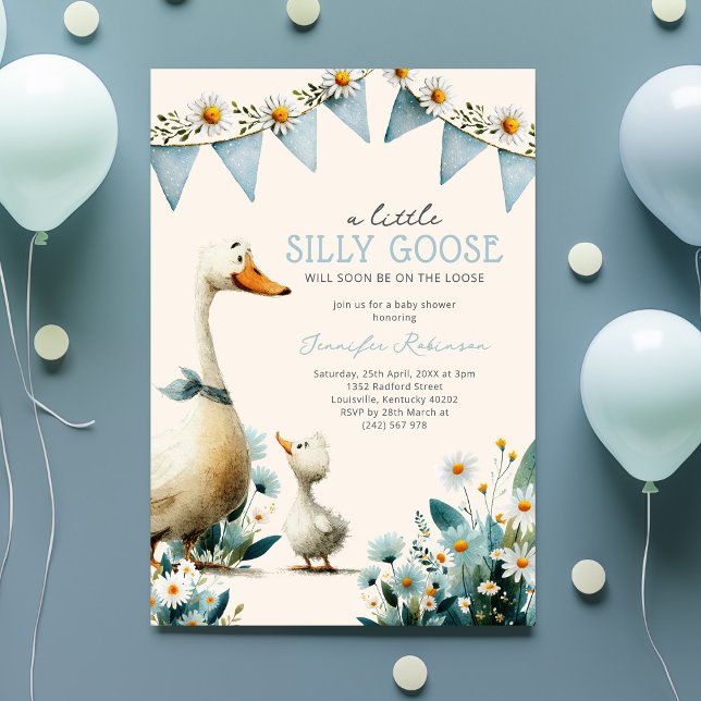 Invitación Silly Goose Blue Boy Baby Shower (Subido por el creador)