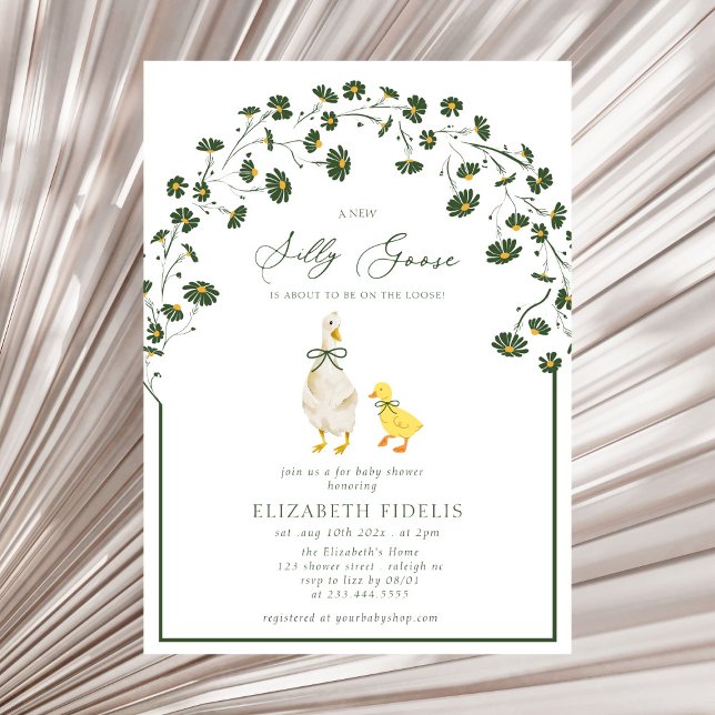 Invitación Silly Goose Bow Floral Daisy Arch Baby Shower (Subido por el creador)