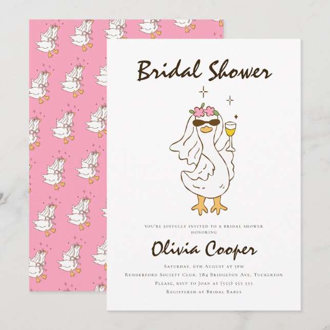 Invitación Silly Goose Bridal Shower (Anverso / Reverso)