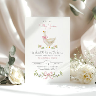 Invitación Silly Goose capricho Pink Bow Bow