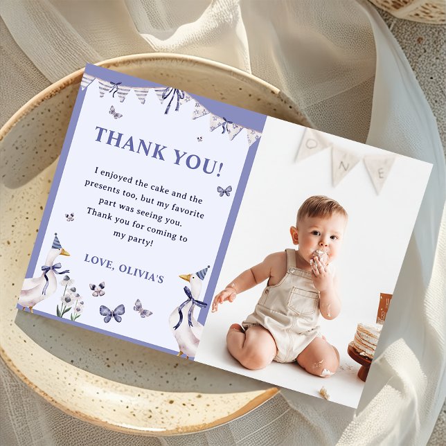 Invitación Silly Goose cumpleaños foto de agradecimiento tarj (Subido por el creador)