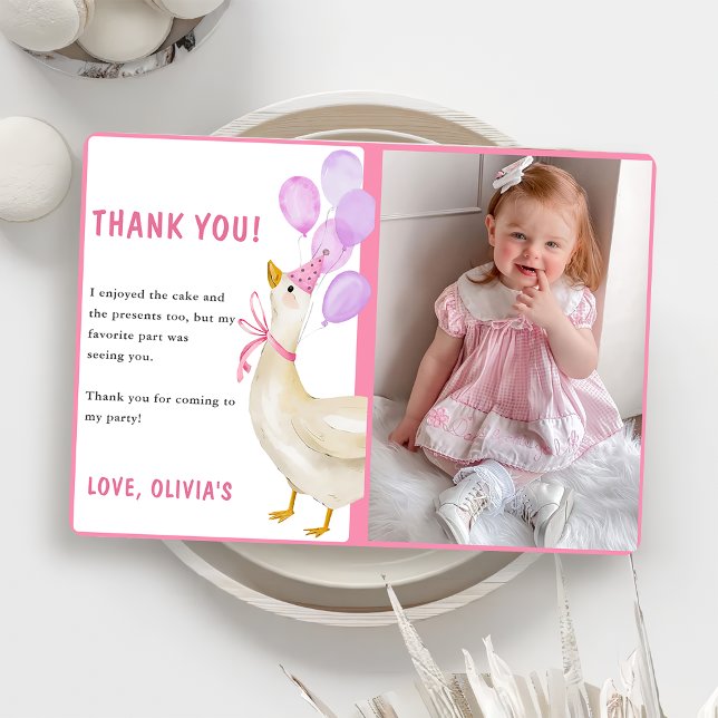 Invitación Silly Goose cumpleaños foto de agradecimiento tarj (Subido por el creador)