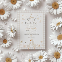 Invitación Silly Goose en el Baby Shower soso Beige Gingham