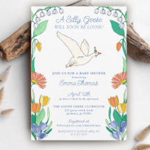 Silly Goose en el flojo Baby Shower floral de prim