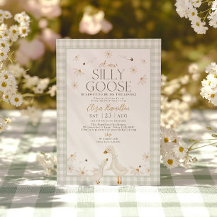 Invitación Silly Goose en el impreciso Baby Shower Sage Gingh