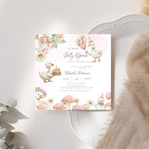Invitación Silly Goose Flower Garden Baby Shower