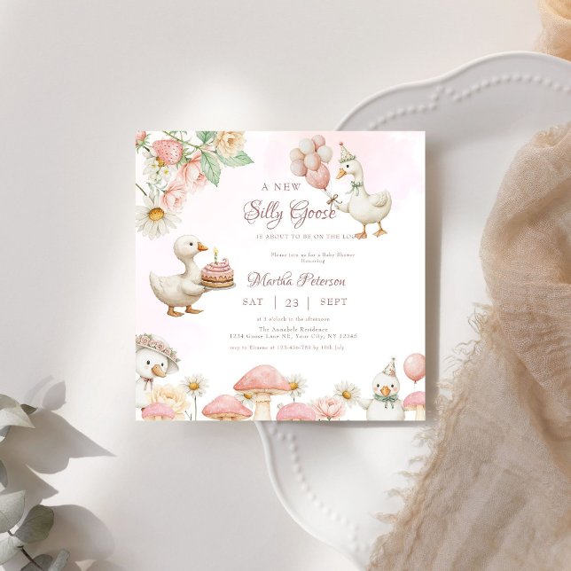 Invitación Silly Goose Flower Garden Baby Shower (Subido por el creador)