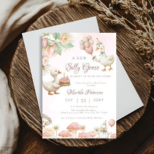 Invitación Silly Goose Flower Garden Baby Shower